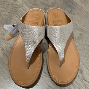 Fitflop Cream and Tan Sandals Comfortable Summer Footwear